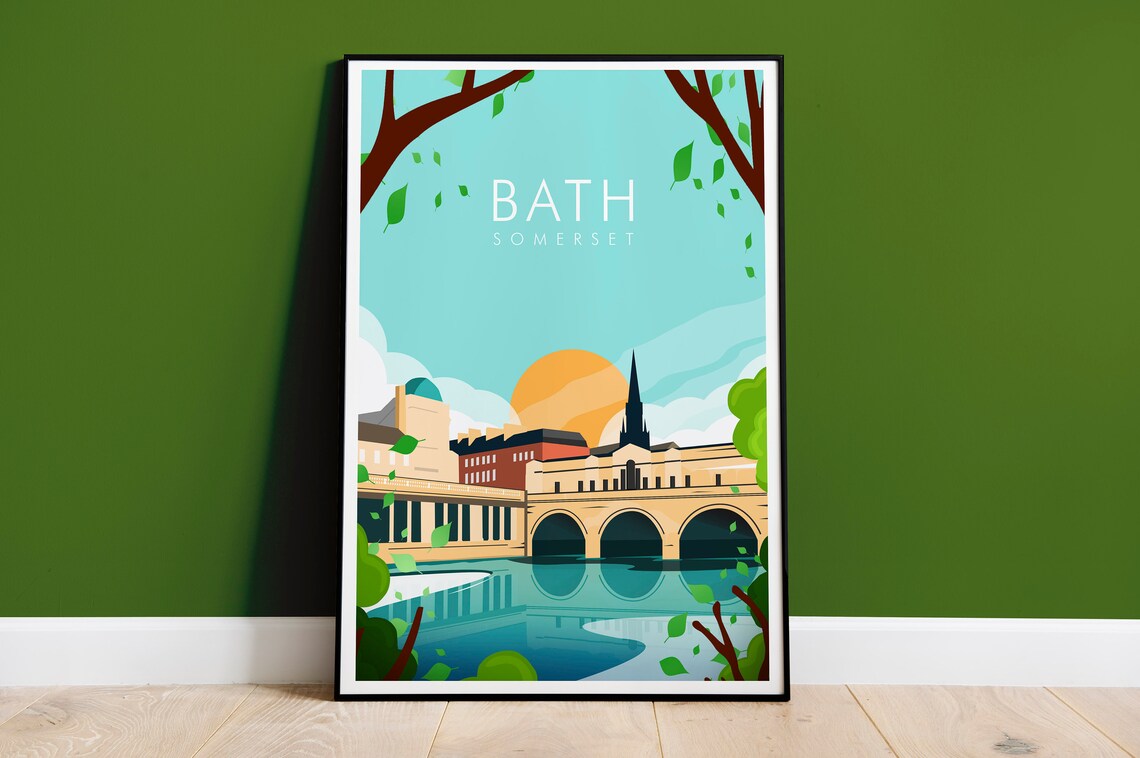 Bath Somerset Pulteney Bridge Travel Poster