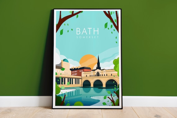 Bath Somerset Pulteney Bridge Travel Poster