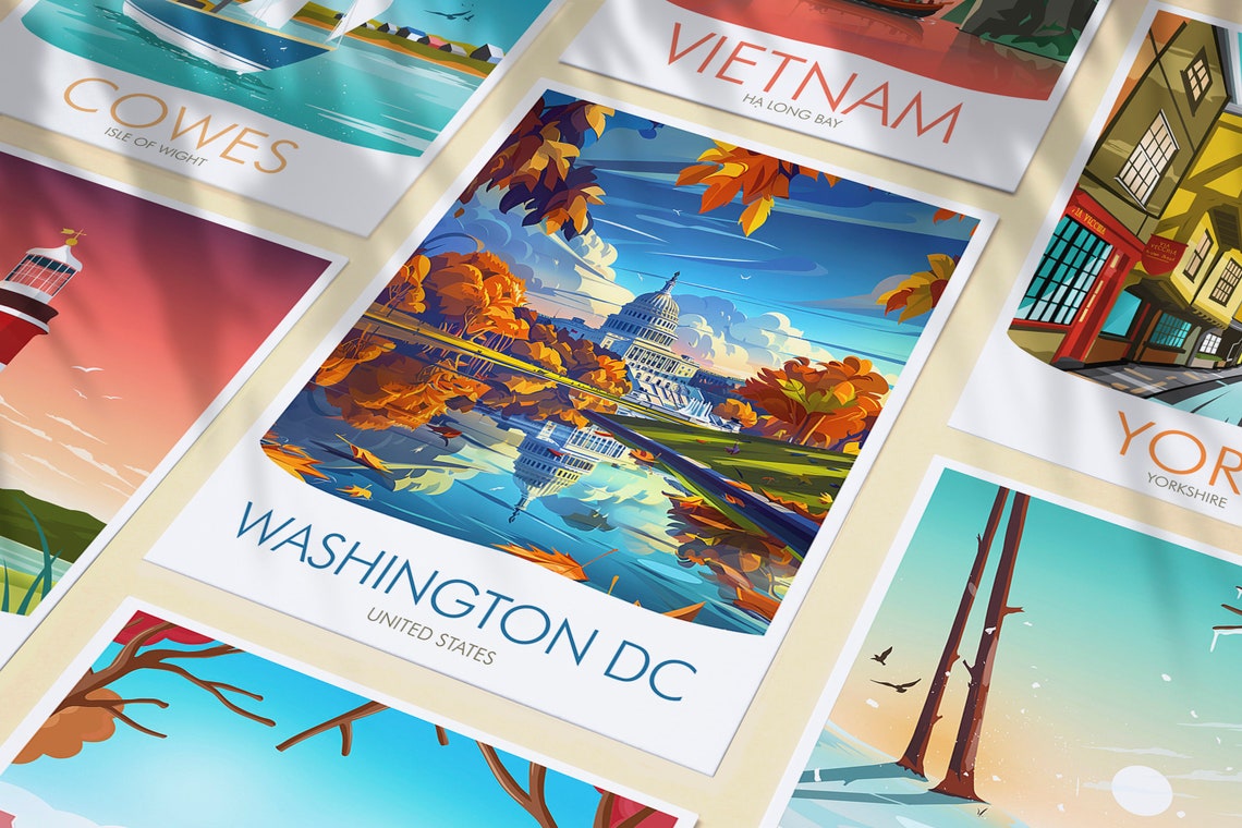 Washington DC United States Capitol Autumn Leaves Reflection Poster - Image 3