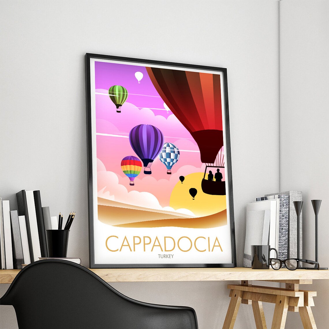 Cappadocia Turkey Colorful Hot Air Balloons Sunrise Sky Travel Poster - Image 4