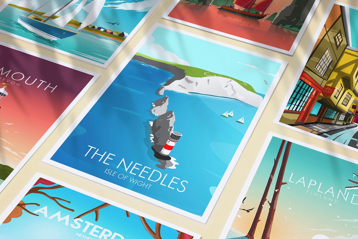 Isle of Wight The Needles Travel Poster Print - Image 3