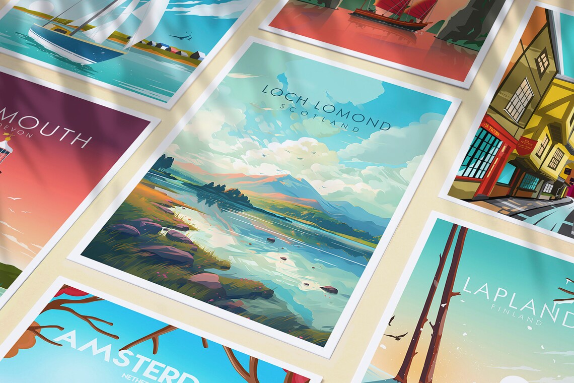 Loch Lomond Travel Poster, Scotland Landscape - Image 3