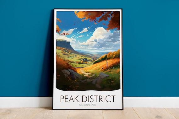 Peak District National Park Golden Autumn Valley View Poster