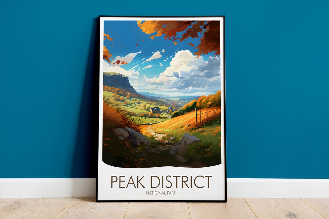 Peak District National Park Golden Autumn Valley View Poster