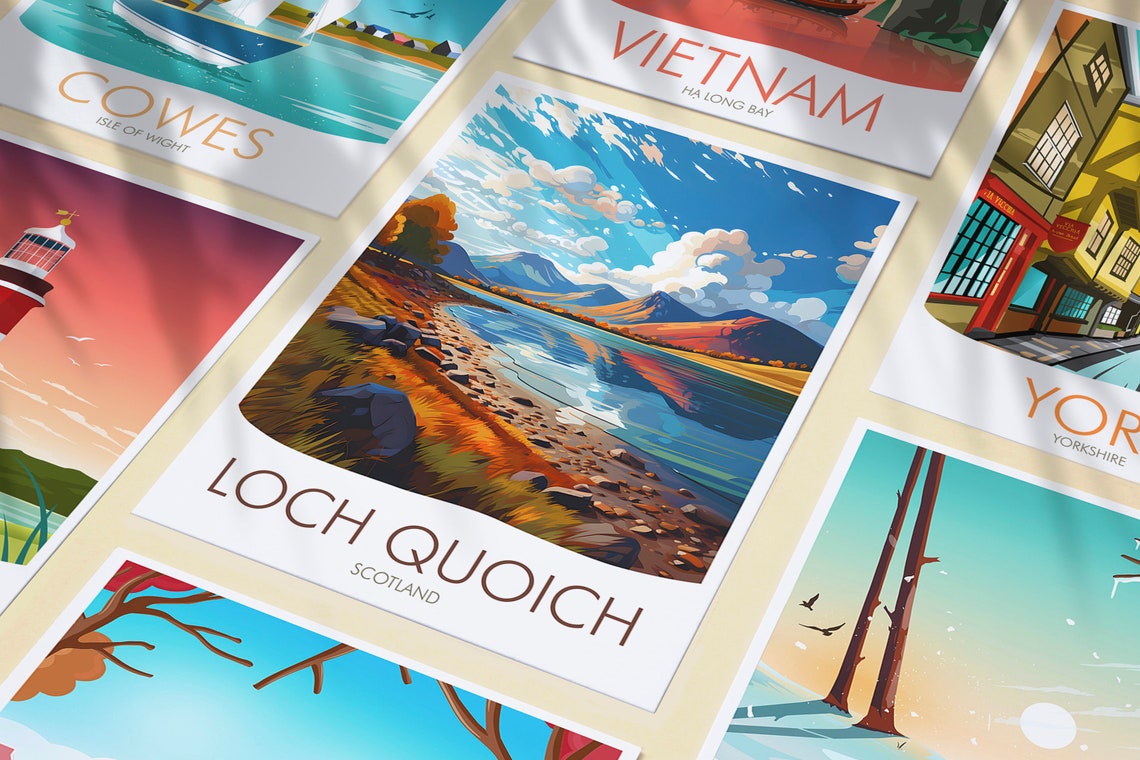 Loch Quoich Scotland Autumn Lakeshore Highland Mountains Poster - Image 3