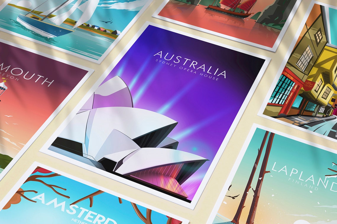Australia Sydney Opera House Sails Night Lights Harbor Poster - Image 3