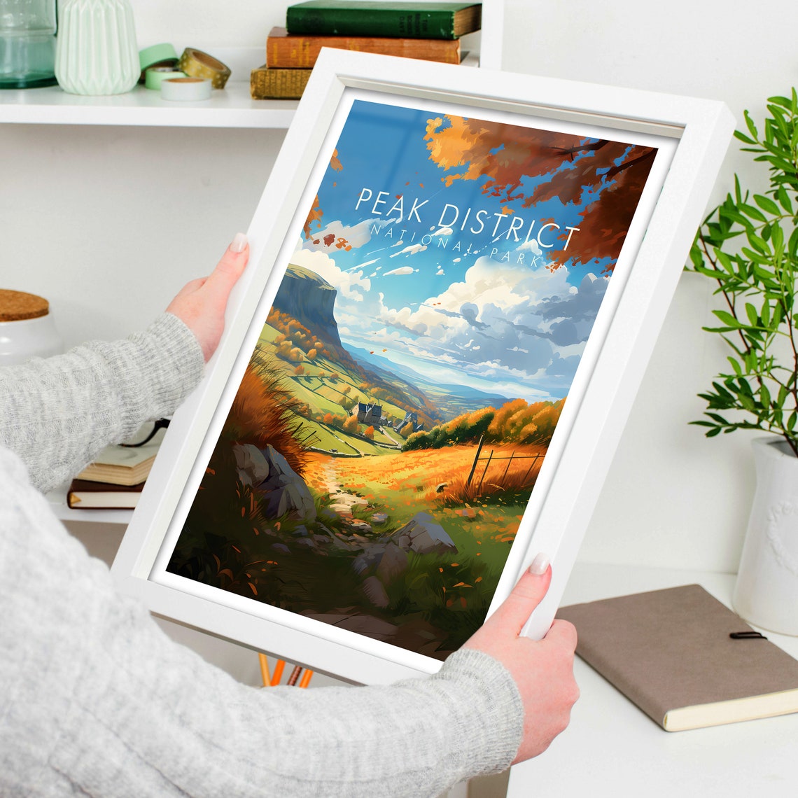 Peak District National Park Autumn Valley Hiking Travel Poster - Image 4