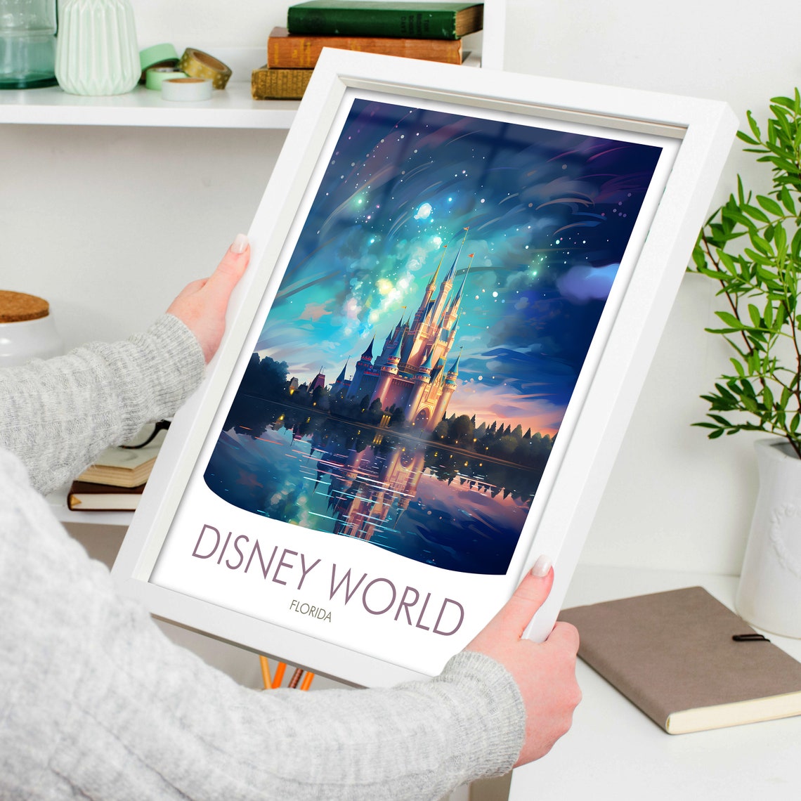 Disney World Florida Magic Castle Starry Night Travel Poster - Image 4