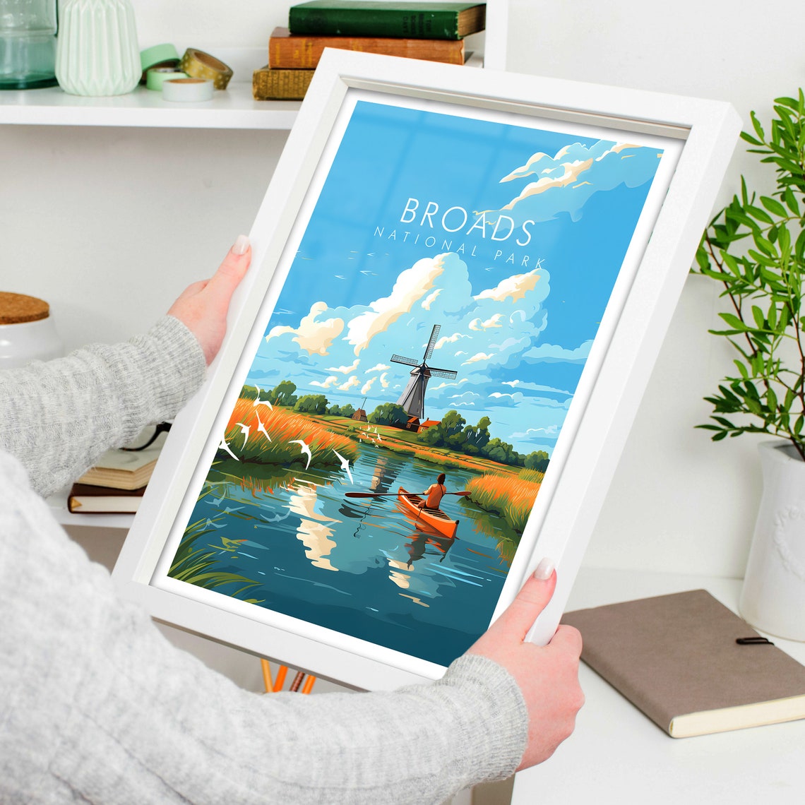 Broads National Park Windmill Kayak Waterway Classic Travel Poster - Image 4