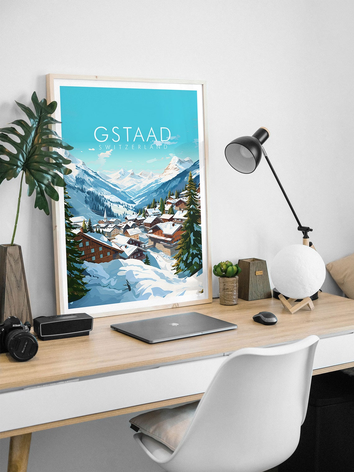 Gstaad Switzerland Snowy Alpine Village Peaks View Scene Poster - Image 2