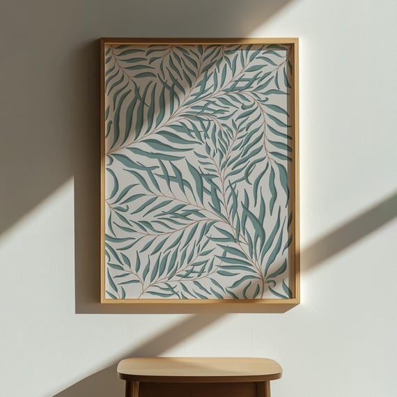 Abstract Leaves Pattern Minimalist Art Mid Century Poster Contemporary Painting Wall