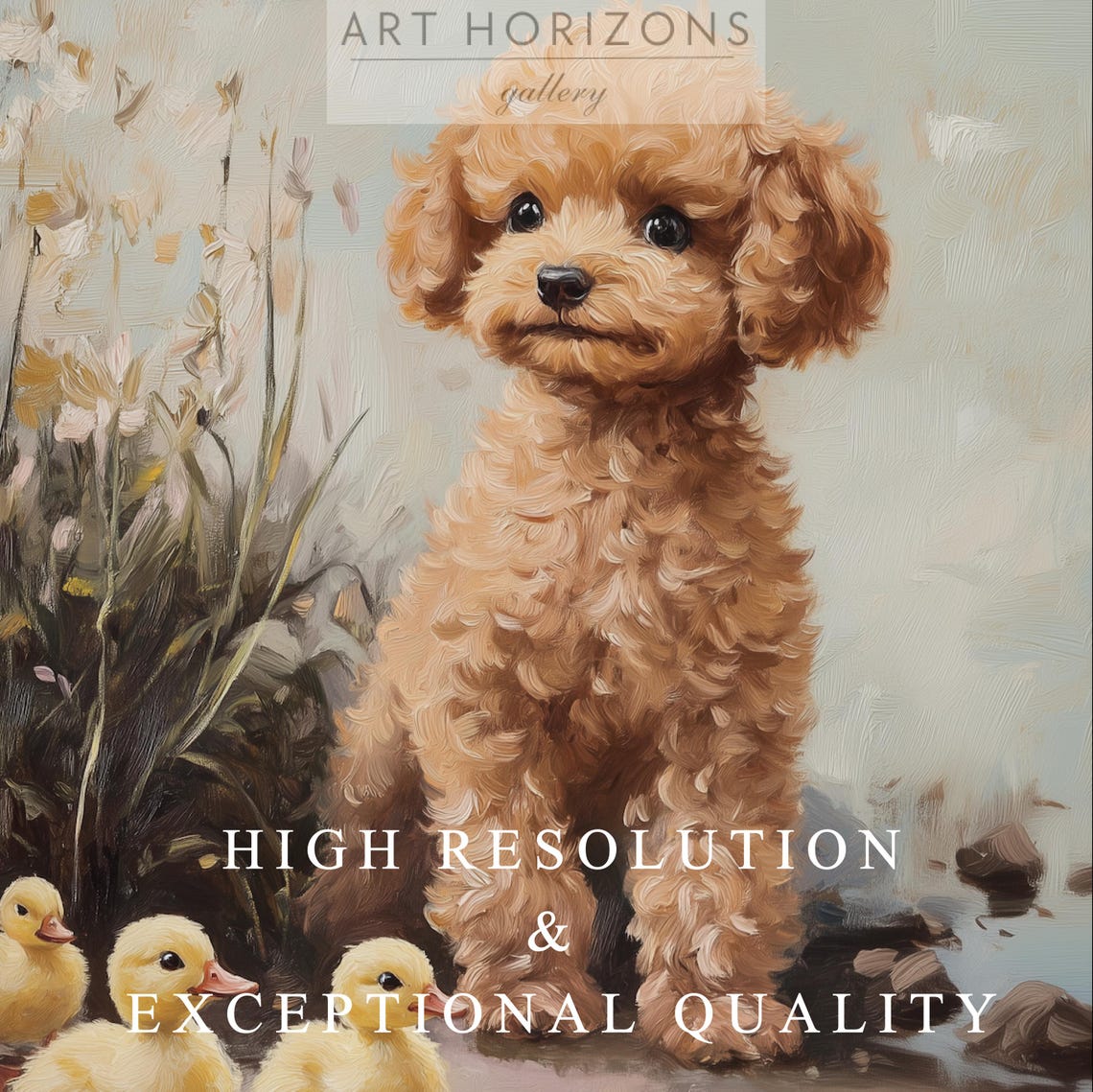 Dog Poodle And Ducks Oil Painting Artwork Beautiful Vintage Love Wall Art Country Scenery Oil Painting Nursery Wall Art A233 - Image 3