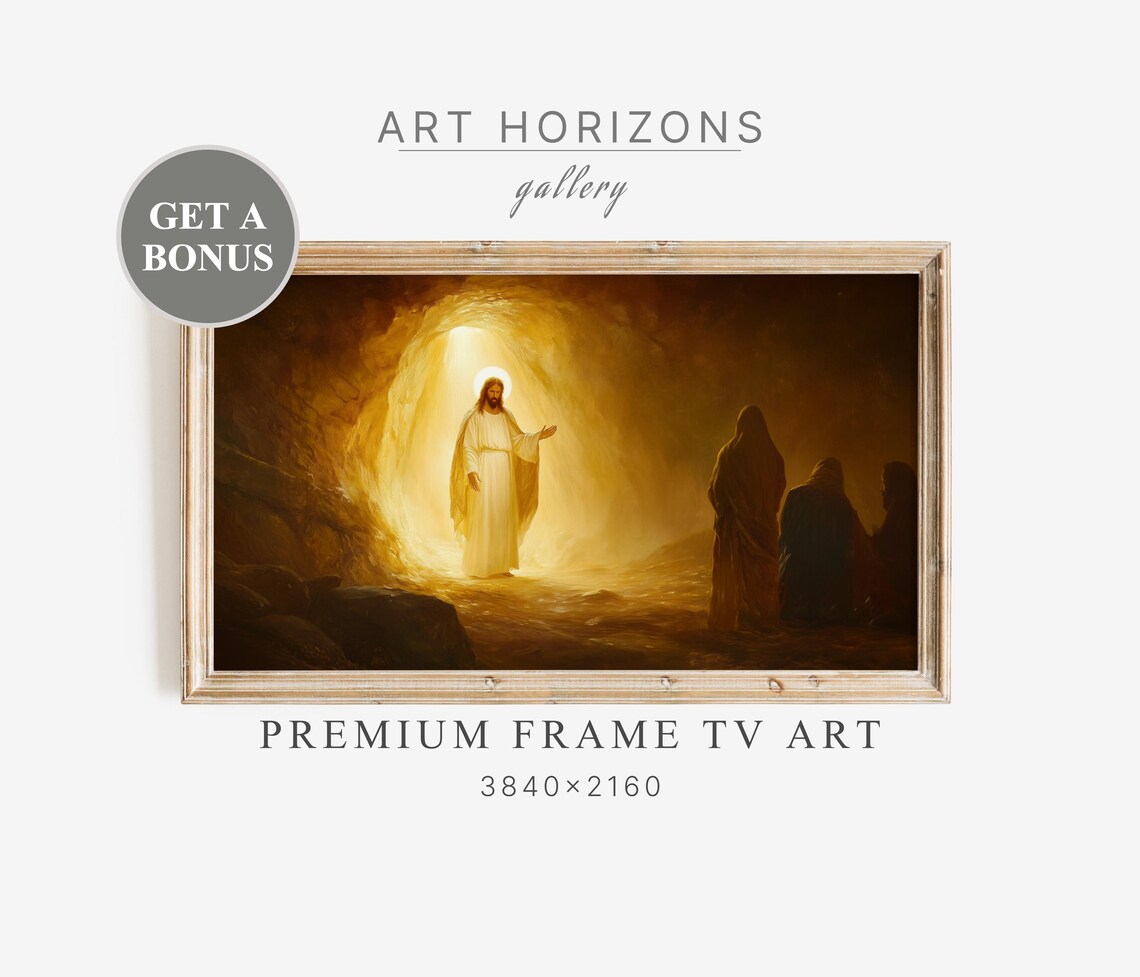Jesus Leaving The Tomb He Is Risen Glowing Easter Resurrection Art Wall Poster
