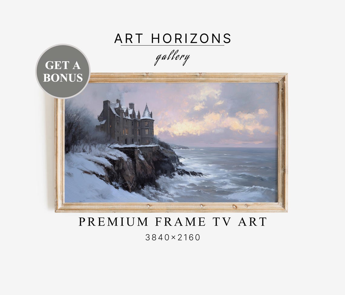 Castle Oil Painting Frame Tv Art Vintage Nature Oil Painting Sea Oil Painting Landscape Oil Painting Instant Art Tv59