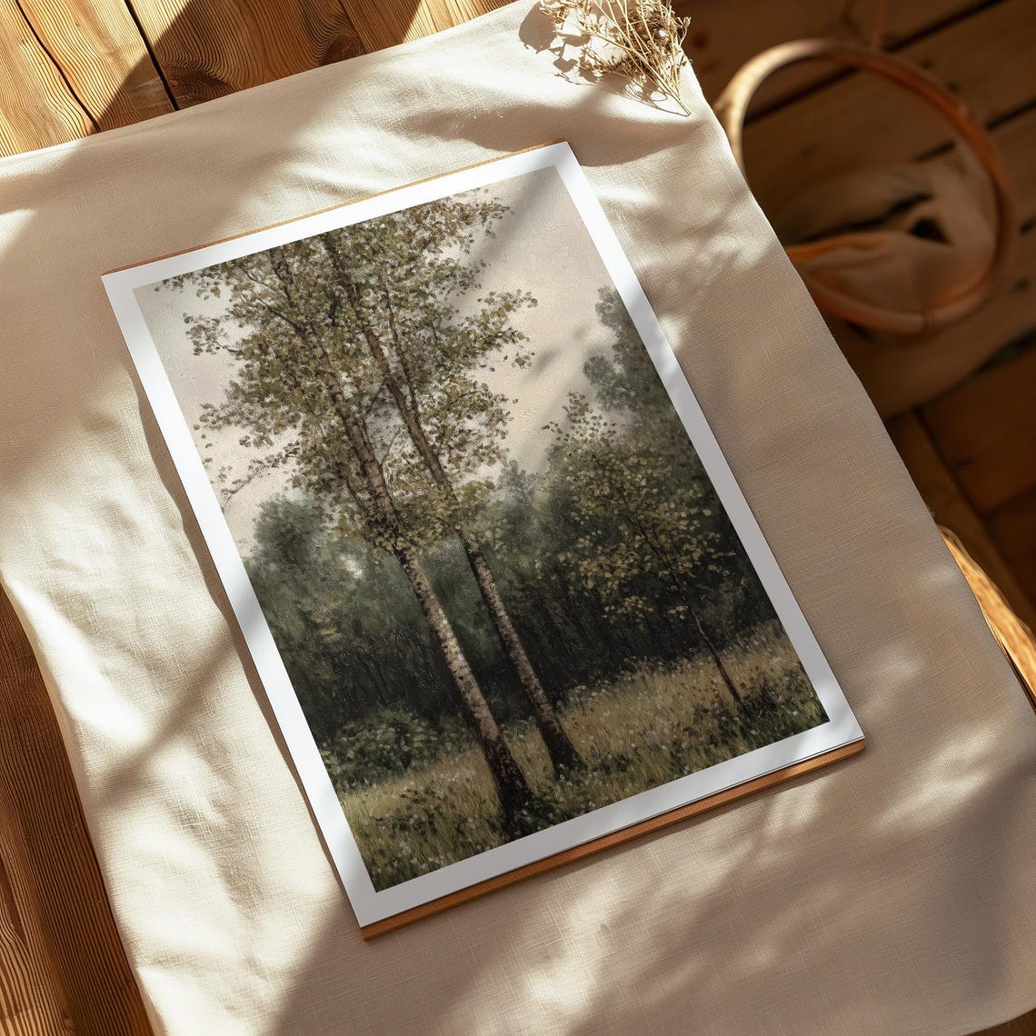 Birch Trees Forest Clearing Summer Vintage Botanical Landscape Poster - Image 4