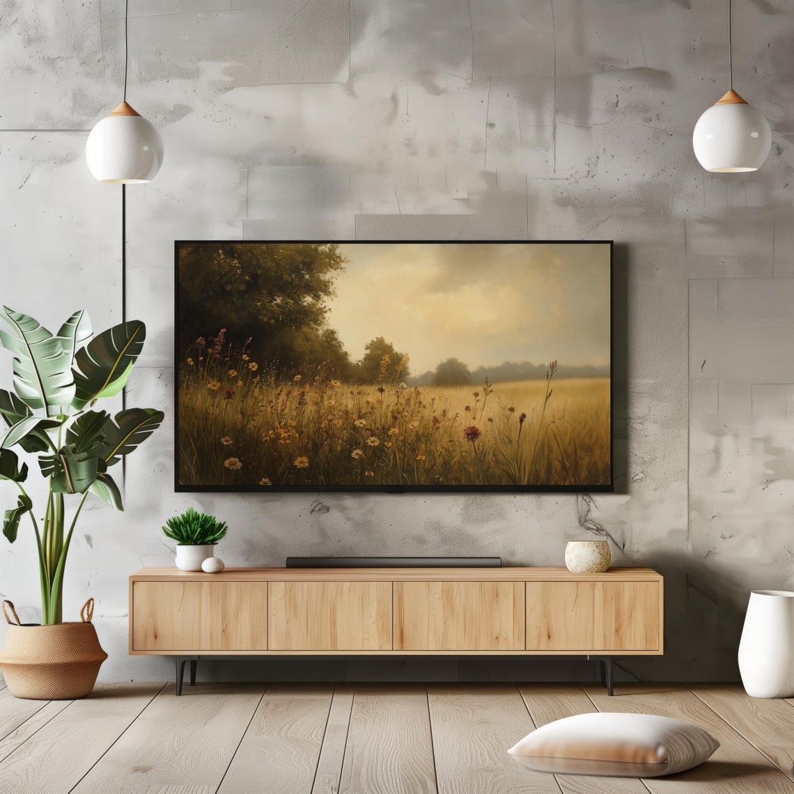 Golden Hour Summer Meadow Wildflowers Warm Vintage Landscape Poster - Image 3