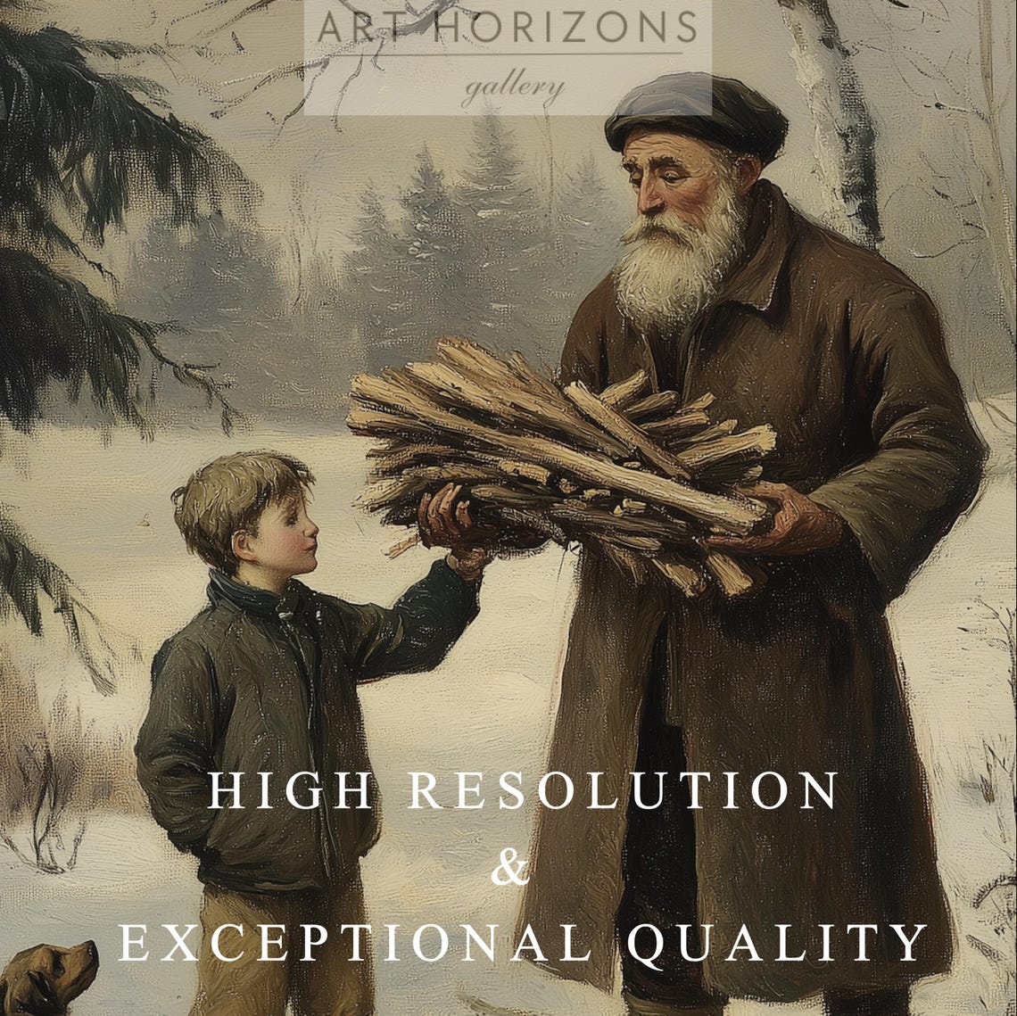 Antique Family Country Oil Painting Christmas Winter Rustic Wall Art Holiday Decor Vintage Victorian Farmhouse A303 - Image 3