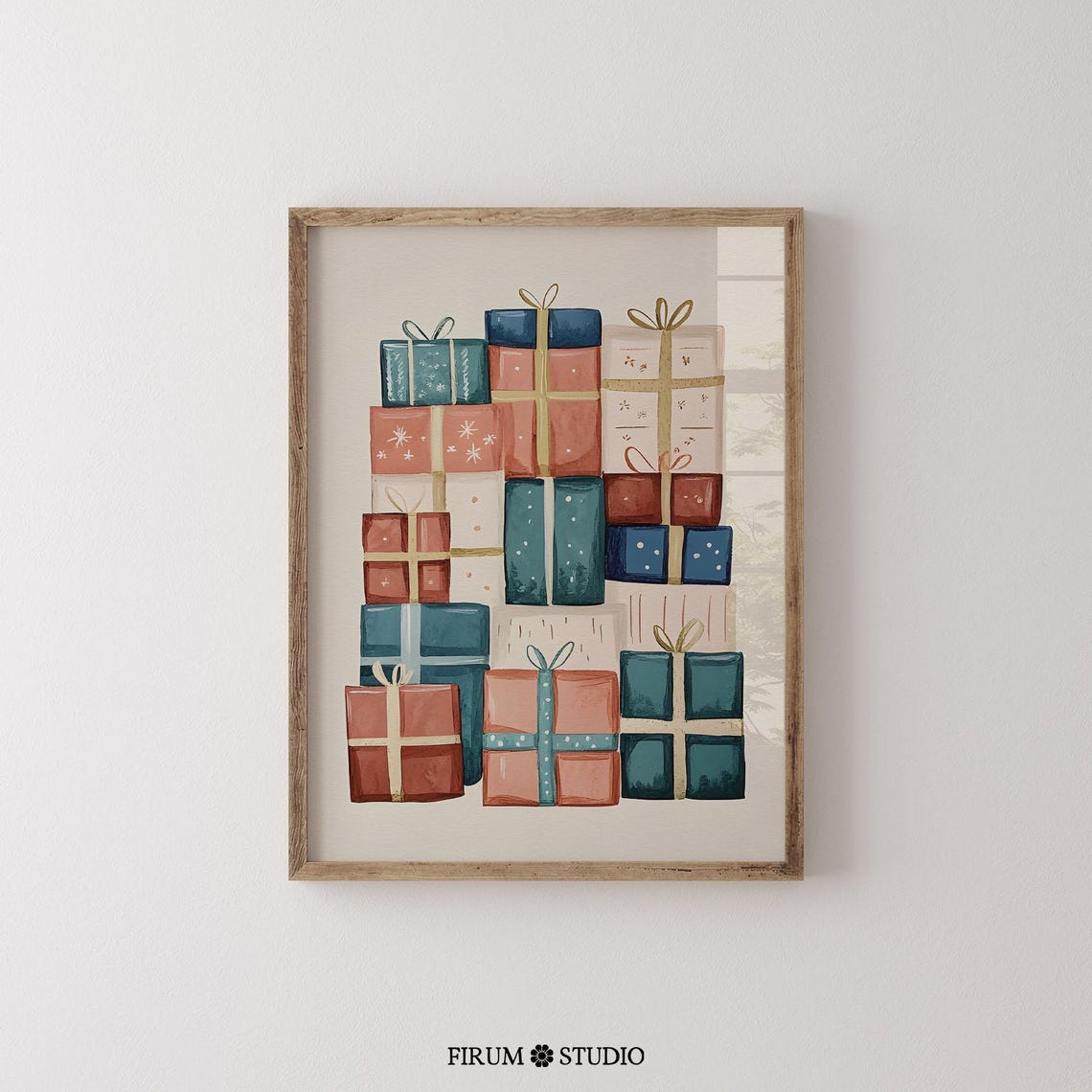 Colorful Christmas Gift Boxes Watercolor Style Holiday Poster - Image 2