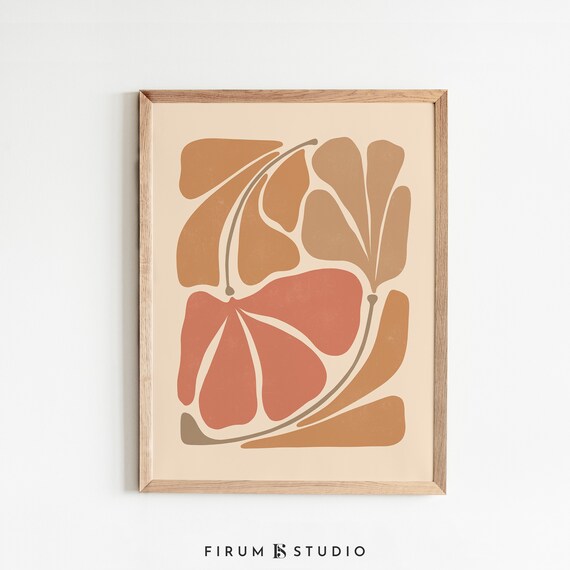 Abstract Botanical Boho Art Print, Warm Tones