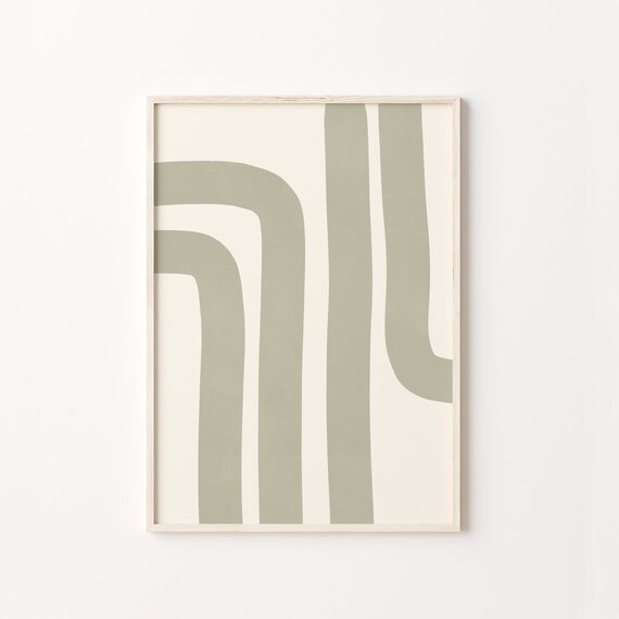 Abstract Stripes Sage Green Neutral Wall Art Print
