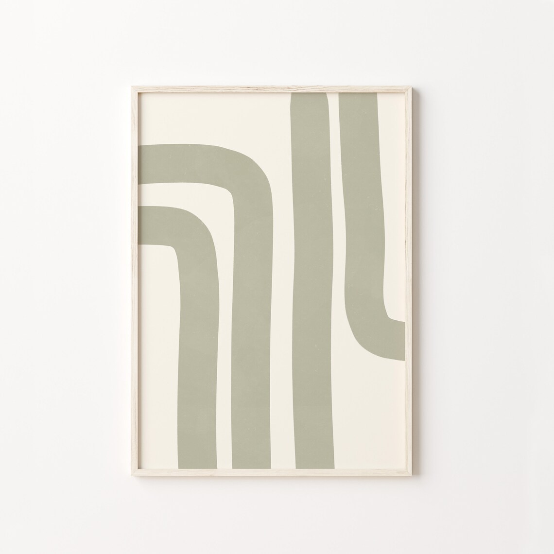 Abstract Stripes Sage Green Neutral Wall Art Print