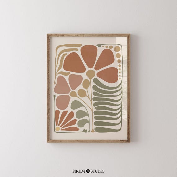 Warm Tones Botanical Art Print, Boho Autumn Decor