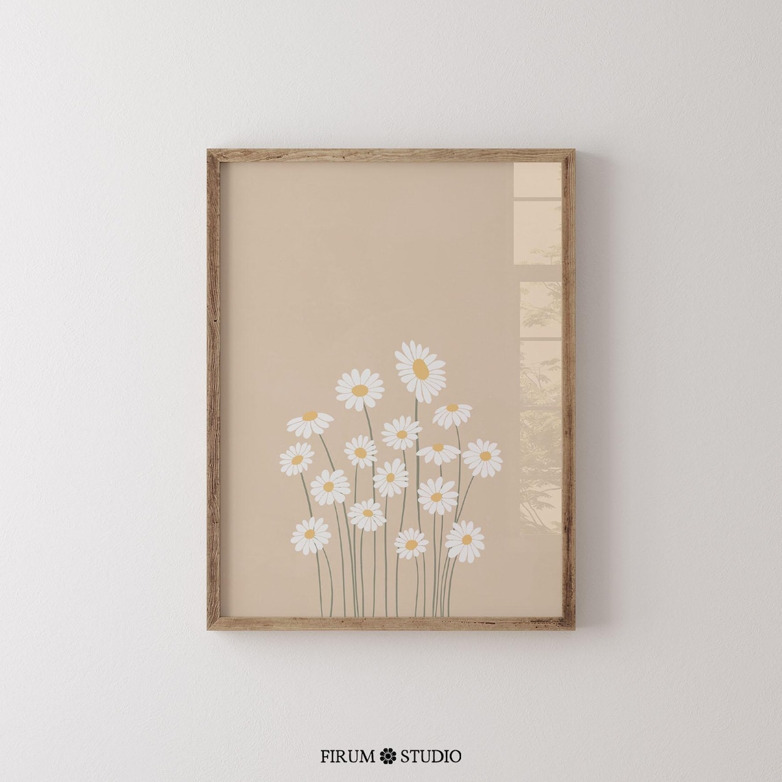 Cream Daisy Boho Neutral Floral Art Print - Image 2