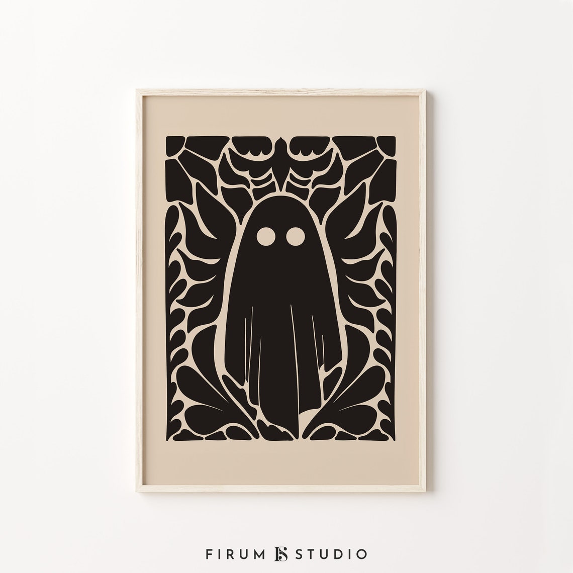 Black Ghost Botanical Arch Gothic Halloween Spooky Art Poster - Image 2
