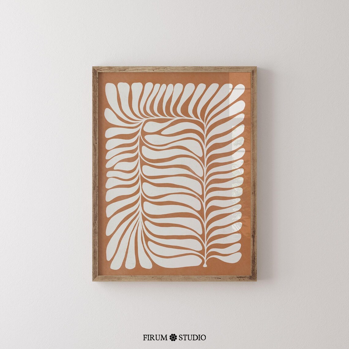 Burnt Orange Abstract Botanical Print, Mid-Century Minimalist - Image 2