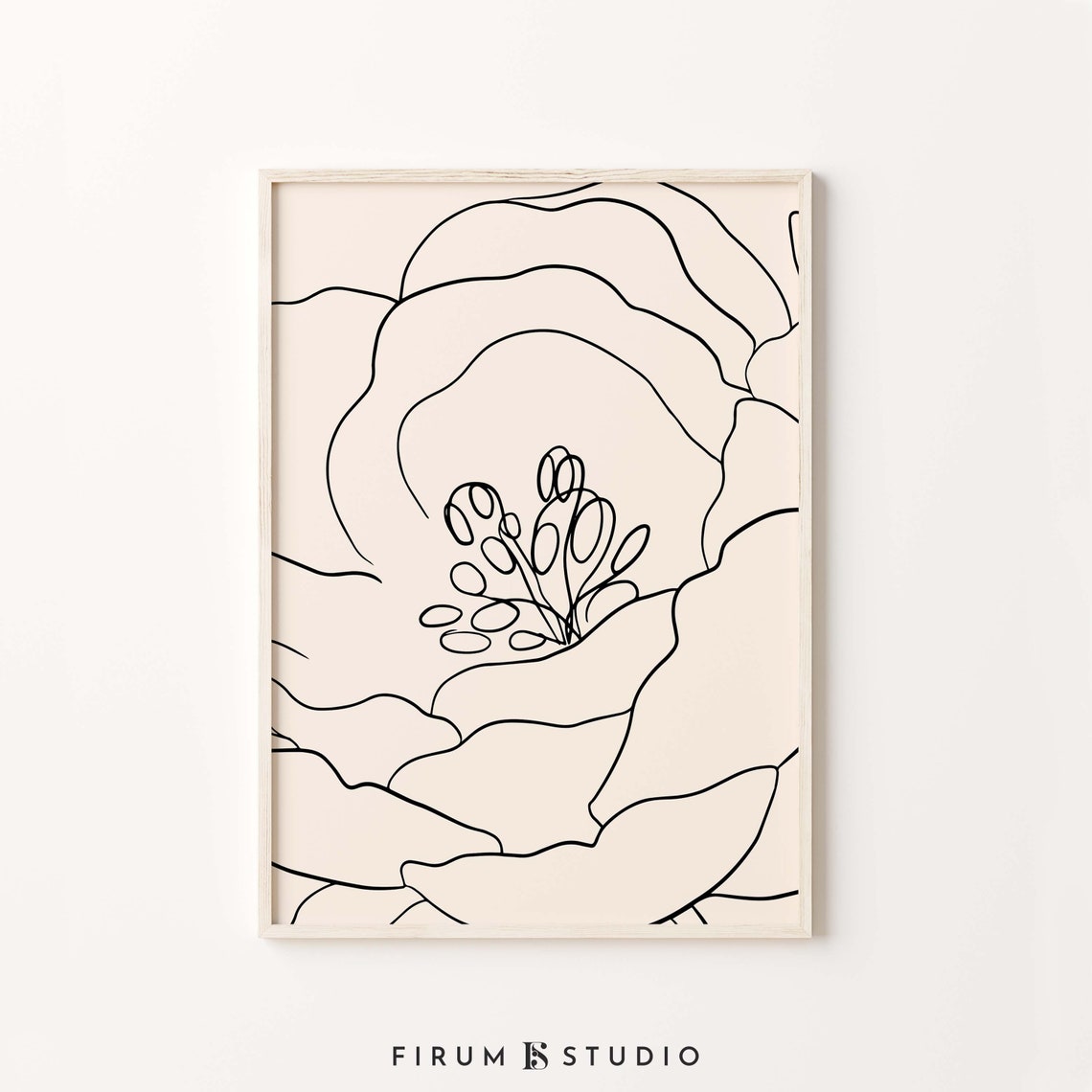 Continuous Line Flower Bloom Drawing Minimal Abstract Wall Art