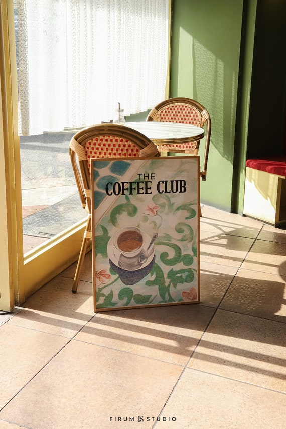 The Coffee Club Vintage Trendy Art Wall Art Coffee Club Poster Italian Coffee Print Magazine Poster Coffee Bar Print 0922