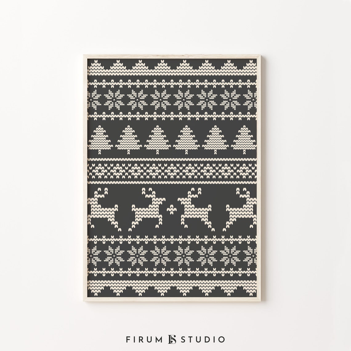 Christmas Knit Pattern Reindeer Snowflake Fair Isle Holiday Poster - Image 2