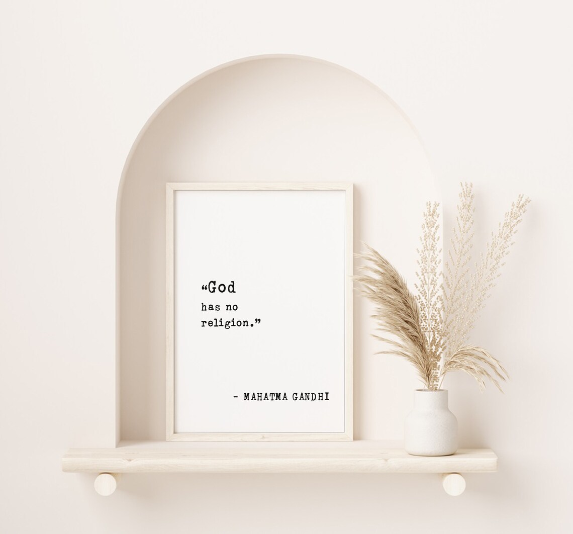 Mahatma Gandhi God Has No Religion Inspiring Minimalist Poster - Image 5