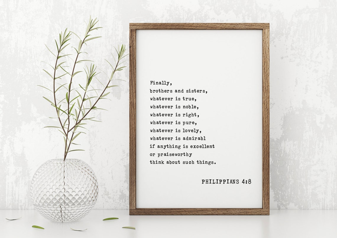 Philippians 48 Whatever Is True Sign Bible Verse Wall Art Print Baptism Gift Modern Woman Scripture Farmhouse Decor - Image 3