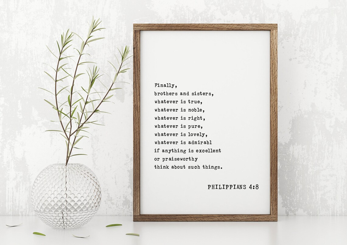 Philippians 4:8 Whatever Is True Typewriter Scripture Verse Poster - Image 3