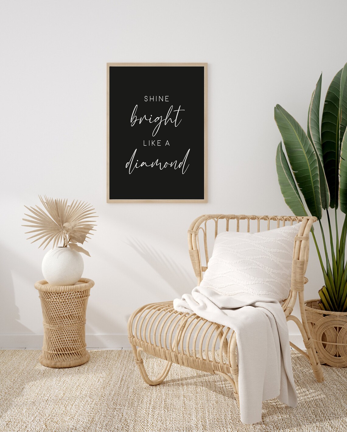 Shine Bright Like a Diamond Motivational Quote Black Script Poster - Image 5