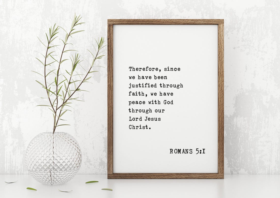 Romans 51 Floating Scripture Art Inspirational Wall Decor Peace With God Print Christian Home Decoration - Image 4