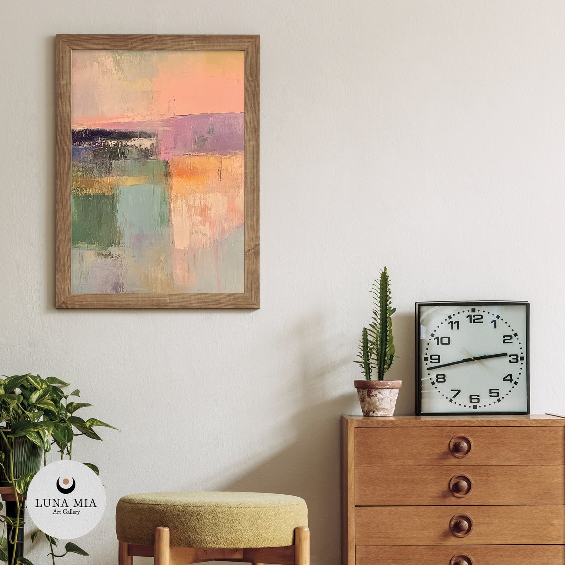 Soft Pastel Color Block Abstract Painting in Gentle Tones Poster - Image 3