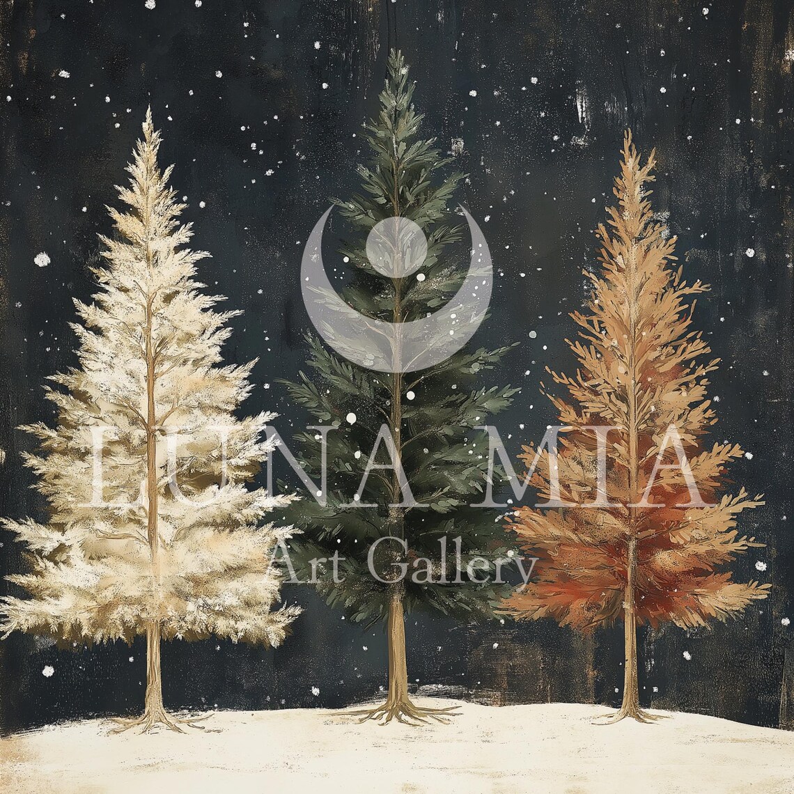 Rustic Winter Forest Scene, Vintage Style - Image 5
