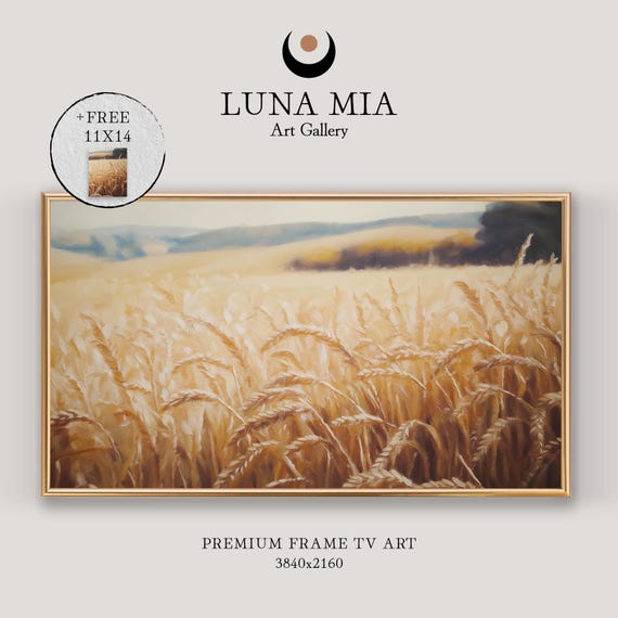 Wheat Field Art For Tv Frame Farmhouse Landscape Painting Nature Wall Decor Rustic Classic Countryside Scene 4k Jpg Wall Art