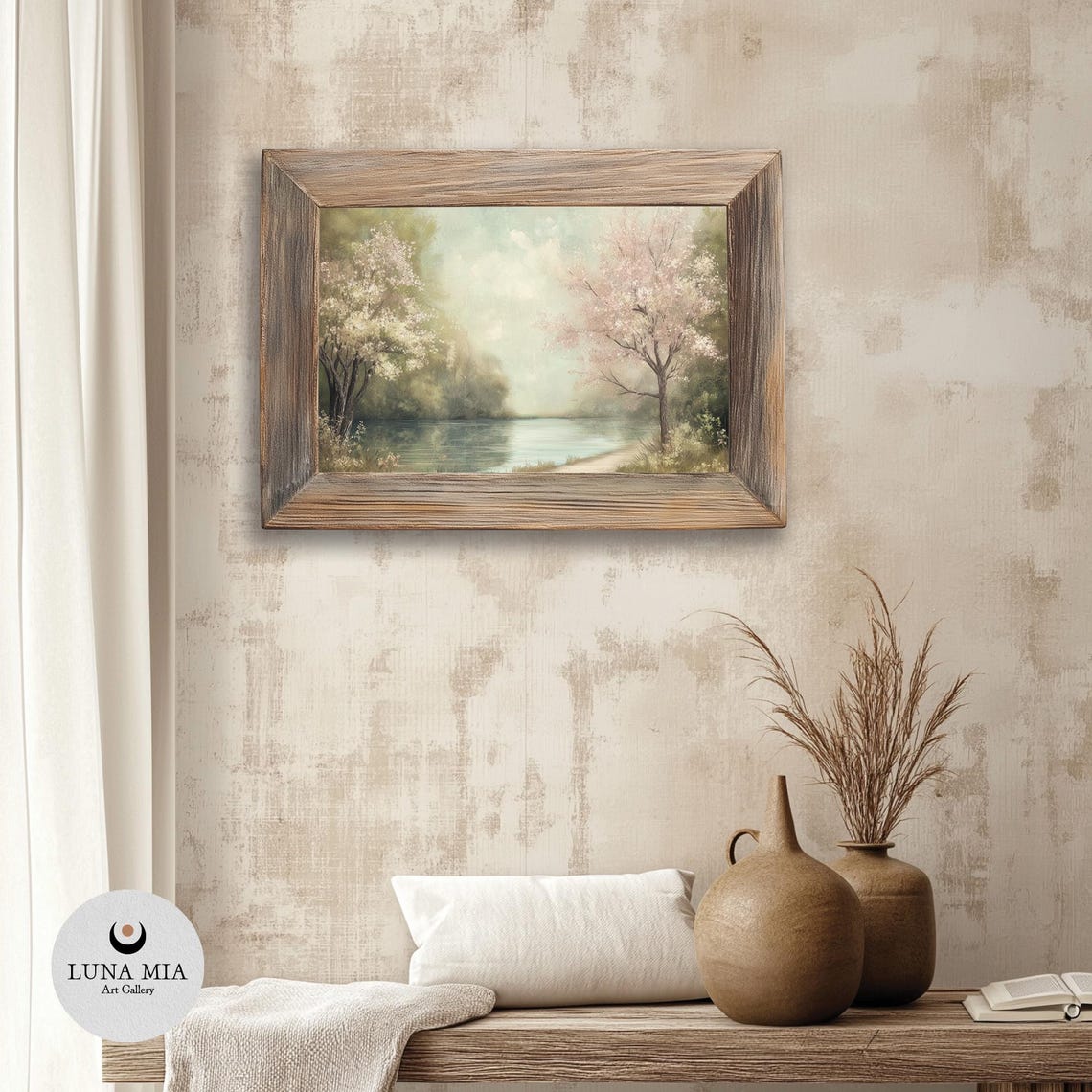 Tranquil Rustic Lake Forest Wall Art Vintage Style Nature Landscape Home Decor - Image 3
