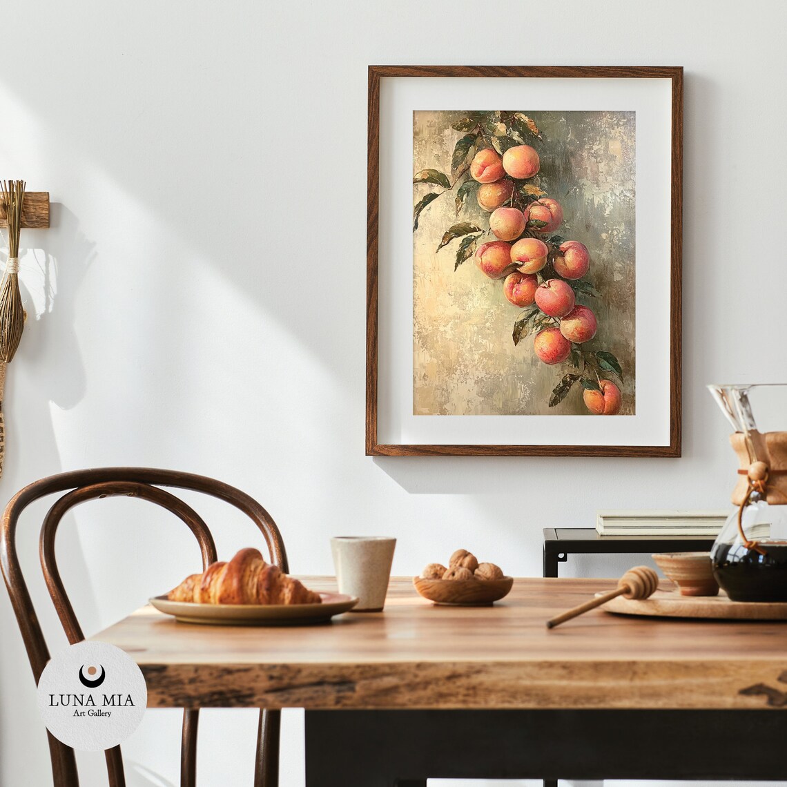 Vintage Style Peaches Oil Paint Wall Art Prints Kitchen Decor Rustic Fruits Poster Fruit Art Decor Instant - Image 4