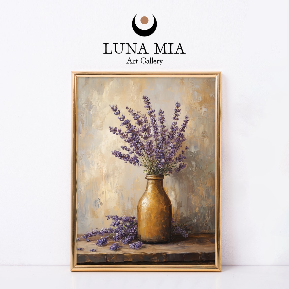Fragrant Lavender in Amber Bottle Still Life Floral Art Poster