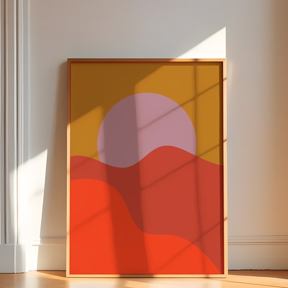 Sunset Wall Art Sun Print Large Size Abstract Retro Boho Poster Modern Home Decoration