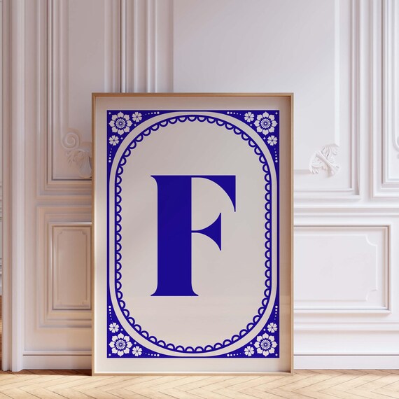 Personalized Letter Print Custom Initial Wall Art Typography Monogram Poster Nursery Decor Gift