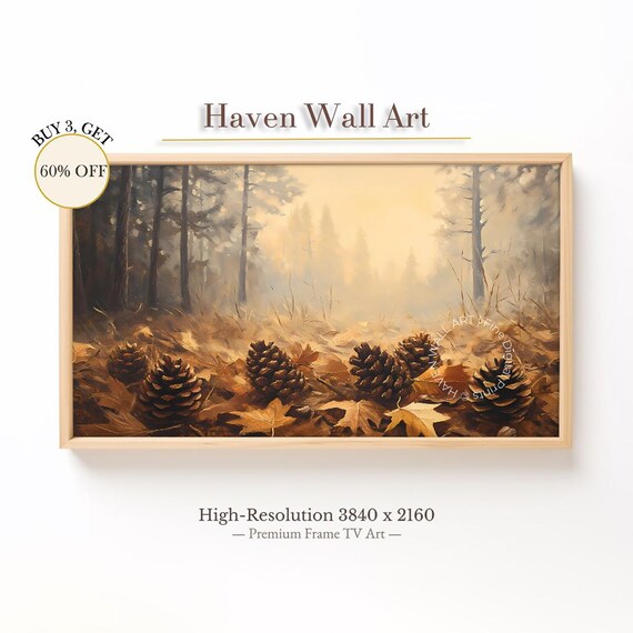 Brown Pinecones And Fallen Leaves On Forest Floor Painting Poster