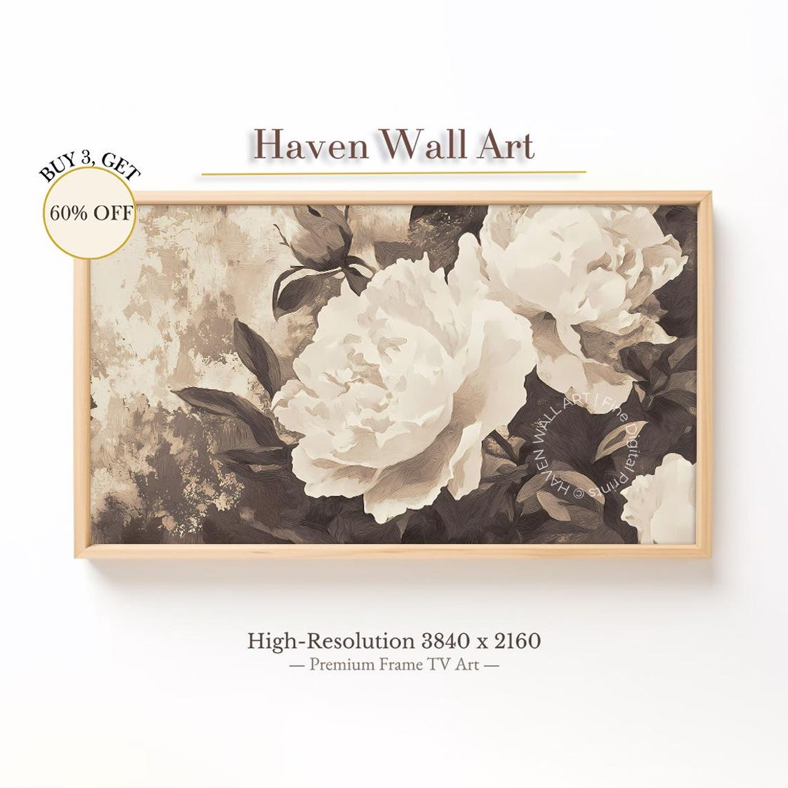 Sepia Peony Blossoms Neutral Rustic Vintage Floral Close Up Poster