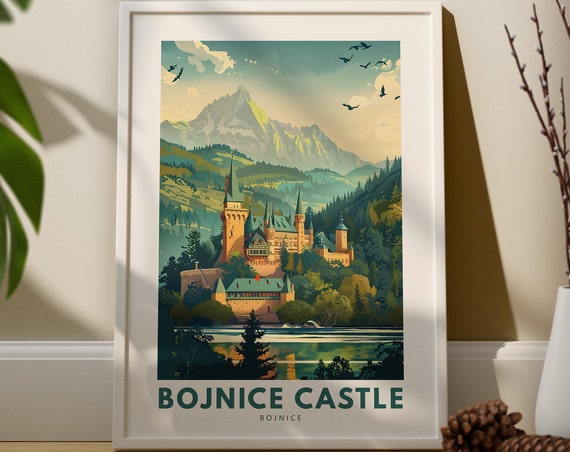 Bojnice Castle Art Print Wall Travel Poster Slovakia Decor Hang City