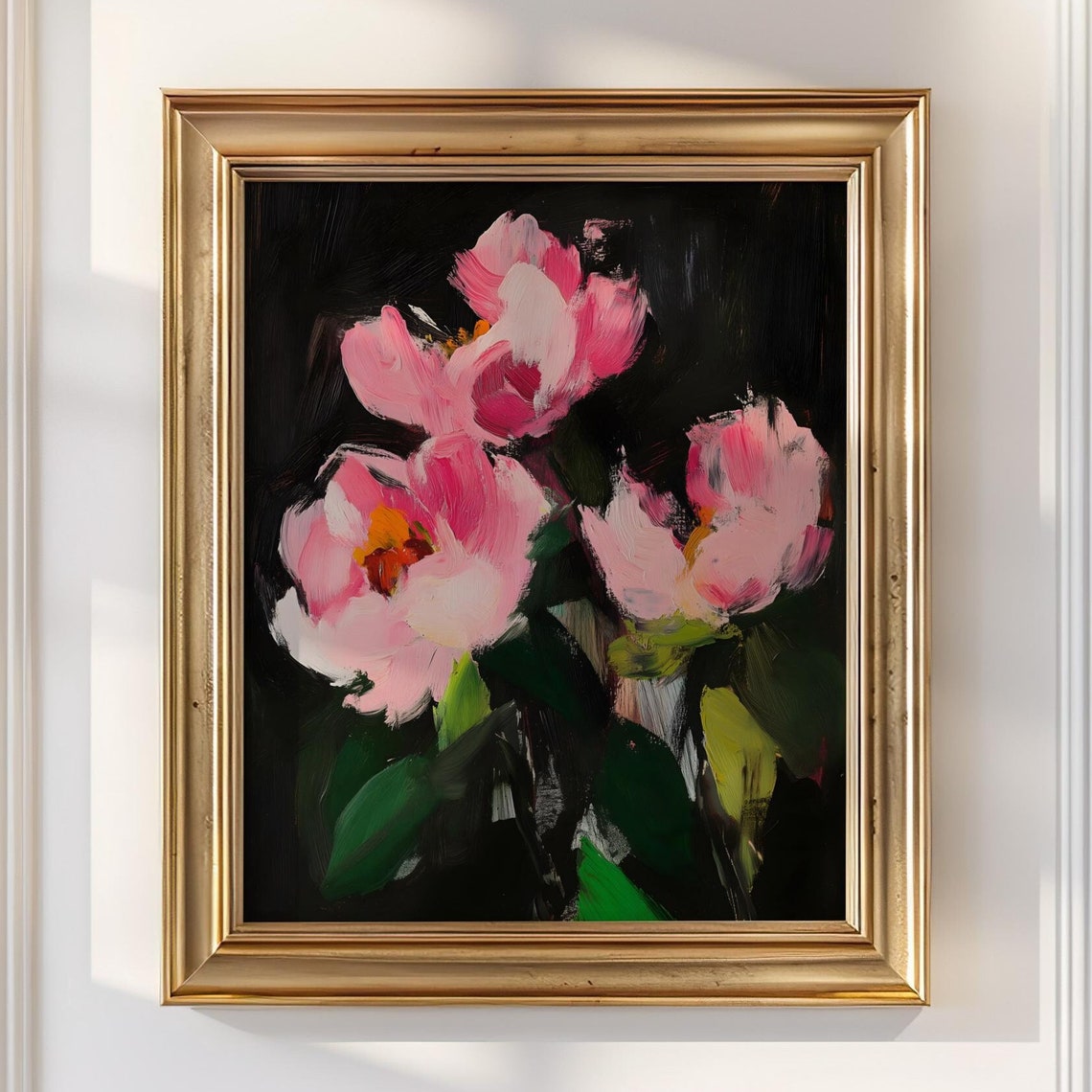 Moody Peony Print Vintage Peonies Wall Art Moody Floral Print Dark Flowers Poster Abstract Flower Print Pink Flower Painting Maximalist Art - Image 4