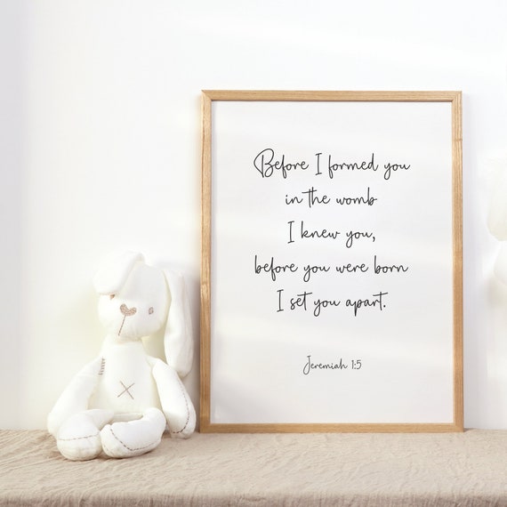 Jeremiah 15 Before I Formed You In The Womb Christian Nursery Bible Verse Wall Art Kids Scripture Print Boy Or Girl Room